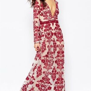 For Love And Lemons Red Floral Maxi Dress